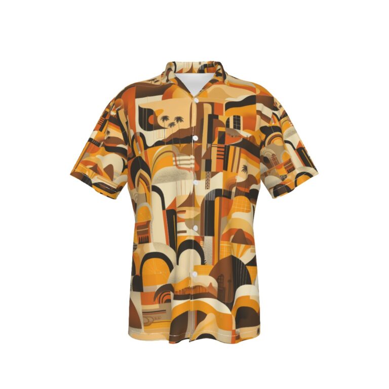 men's hawaiian shirt - san diego brown/gold rallyprint