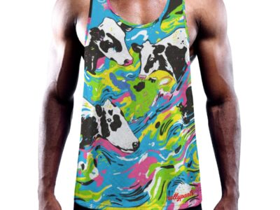 men's slim y-back muscle tank  - cowabunga black/white/blue/neon