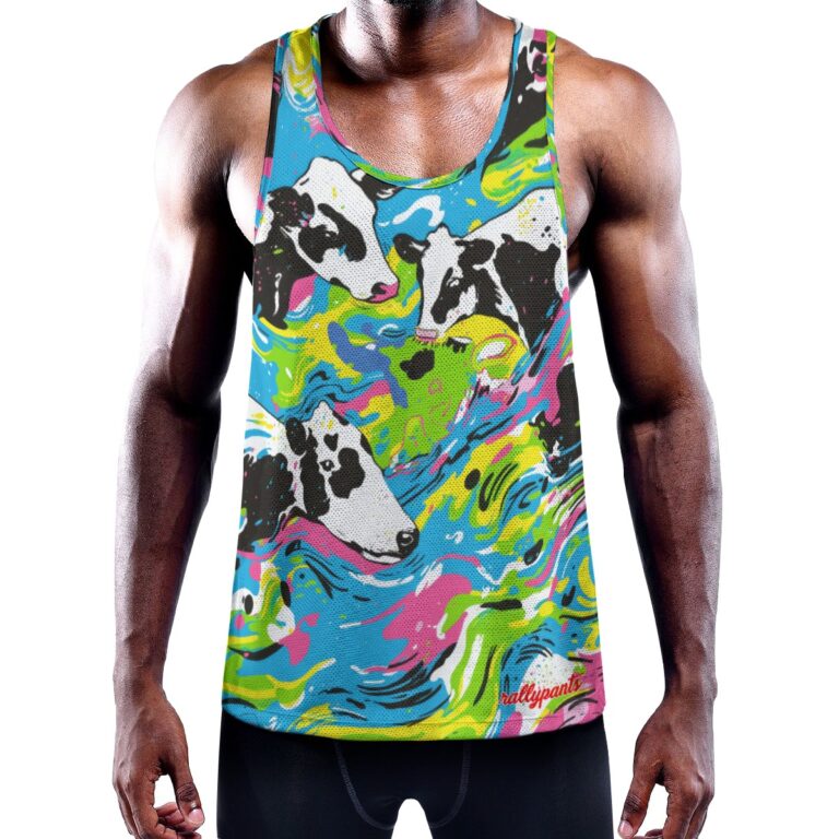 men's slim y-back muscle tank  - cowabunga black/white/blue/neon