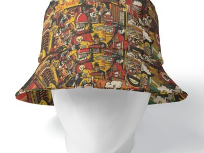 bucket hat - kansas city arcade fire red/gold/white