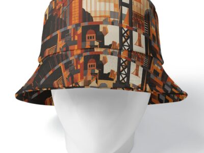 bucket hat – san francisco black/orange/beige rallyprint