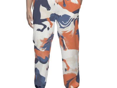 featherlite textured casual pants – denver orange/blue/white