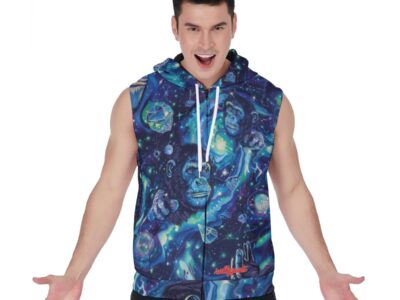 men’s zipper-up sleeveless hoodie – apes blue diamond/moon white