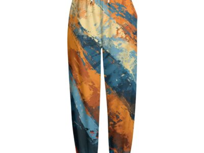 unisex knitted fleece pants – queens blue/orange rallyprint