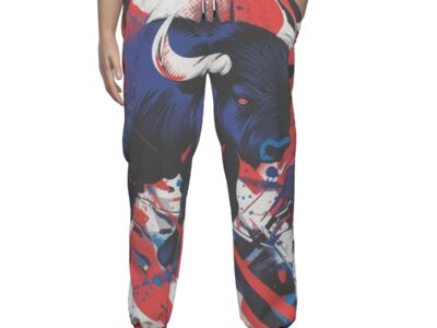 featherlite textured casual pants – buffalo brahma/blue/red
