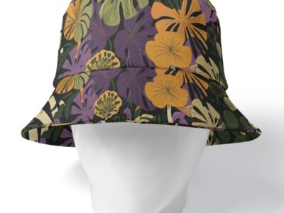 bucket hat - themplantvibes groovy green/orange/purple rallyprint