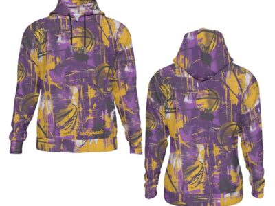 men's fleece pullover hoodie – los angeles purple/gold graffiti rallyprint