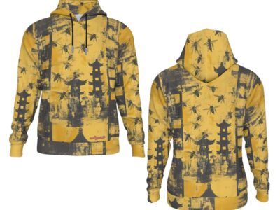 men's fleece pullover hoodie – shaolin black/yellow rallyprint