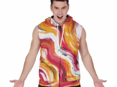 men’s zipper-up sleeveless hoodie – kansas city red/gold/white