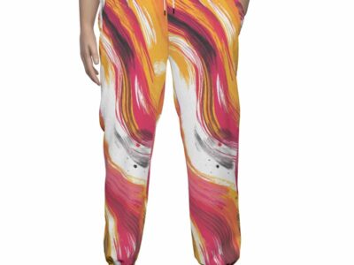 featherlite textured casual pants – kansas city red/gold/white