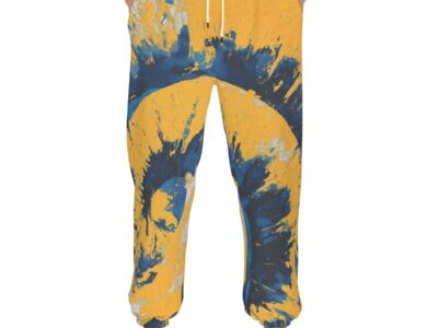men’s thermal waffle tapered sweatpants – los angeles blue/yellow/white