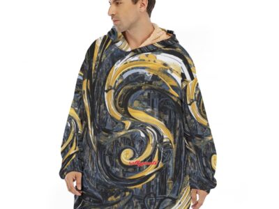 oversized sherpa fleece blanket hoodie - new orleans/gold/white/black