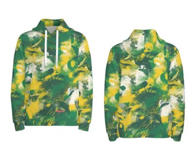 men’s thermal waffle half button pullover hoodie - oak-sac-vegas green/yellow