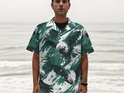 featherlite textured short sleeve shirt -  philadelphia midnight/green/white