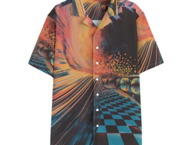 men's hawaiian shirt - finish line frenzy dusk/copper/track blue