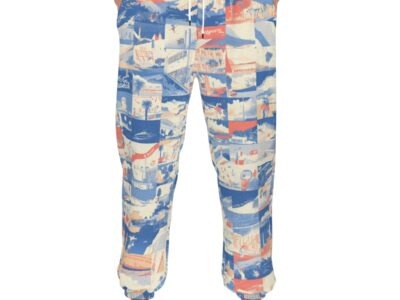 men’s thermal waffle tapered sweatpants - los angeles blue/white/red