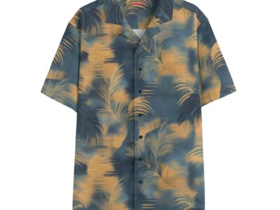 men's hawaiian shirt - golden tide coastal teal/golden haze/indigo ink