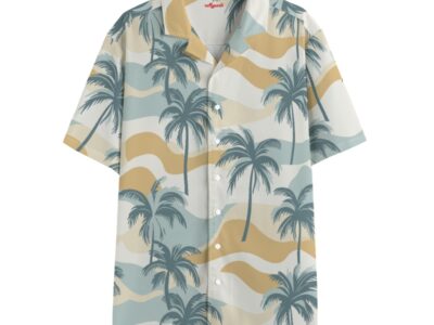 men's hawaiian shirt - peaceful palms sage/gold/sand