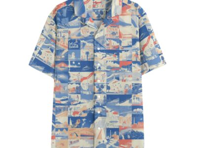 men's hawaiian shirt - los angeles blue/white/red