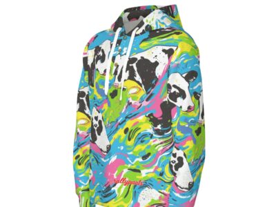 men’s thermal waffle half button pullover hoodie - cowabunga black/white/blue/neon