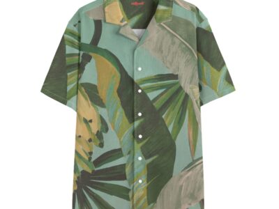 men's hawaiian shirt - side door banana leaf/seafoam/palm shadow
