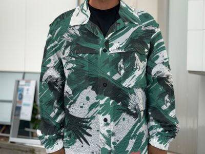 featherlite textured lapel jacket - philadelphia midnight/green/white