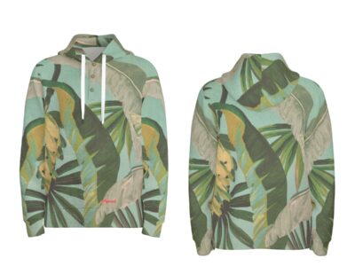 men’s thermal waffle half button pullover hoodie - side door banana leaf/seafoam/palm shadow