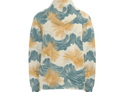 men’s thermal waffle half button pullover hoodie - sunsoaked surf pacific teal/golden adobe/seafoam