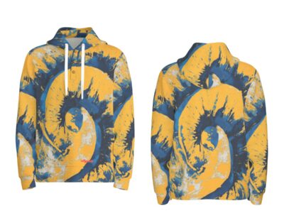 men’s thermal waffle half button pullover hoodie - los angeles blue/yellow/white