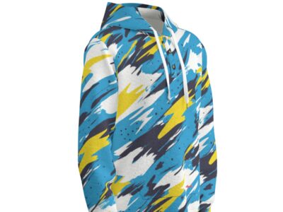 men’s thermal waffle half button pullover hoodie - los angeles powder blue/yellow/white
