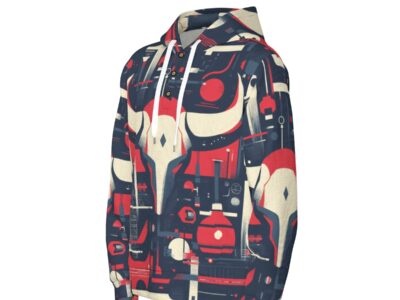 men’s thermal waffle half button pullover hoodie - houston red/blue/white