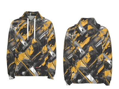 men’s thermal waffle half button pullover hoodie - pittsburgh black/yellow/white