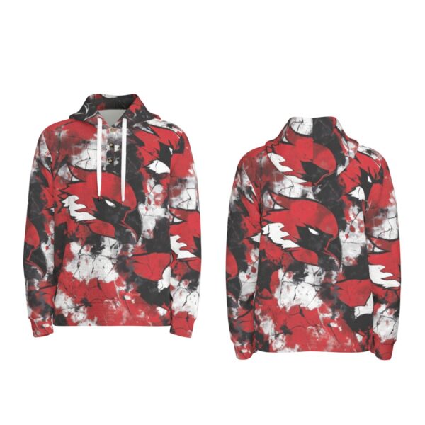 men’s thermal waffle half button pullover hoodie - arizona red/white/black
