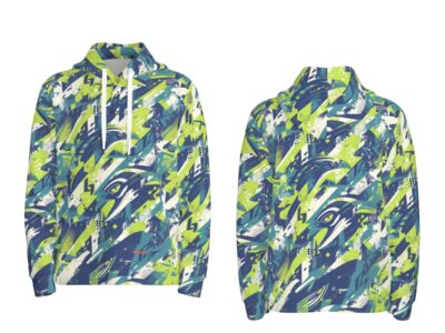 men’s thermal waffle half button pullover hoodie - seattle navy/green/gray