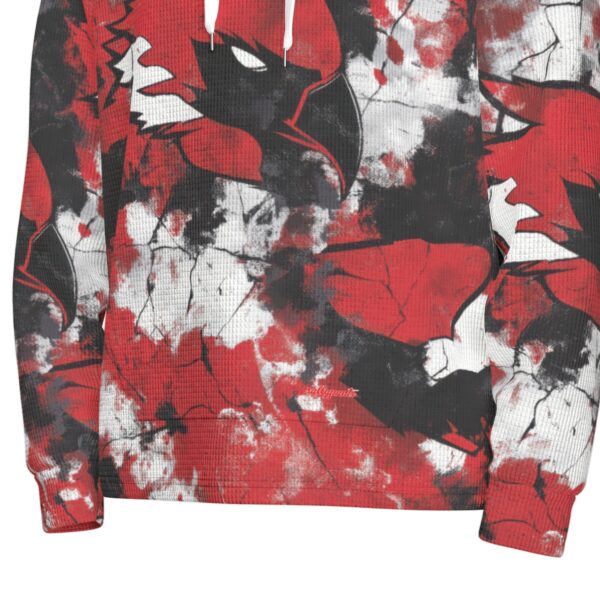 men’s thermal waffle half button pullover hoodie - arizona red/white/black - Image 7