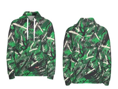 men’s thermal waffle half button pullover hoodie - new york green/white/black