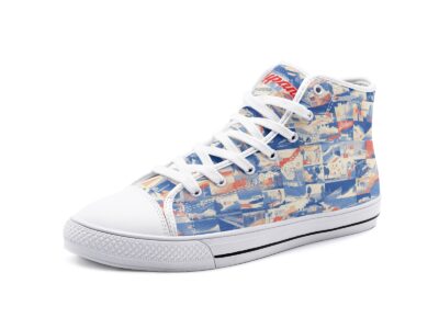 unisex high top canvas shoes - los angeles blue/white/red