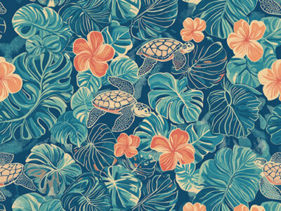rarotonga turtle reef – lagoon teal/coral/sand