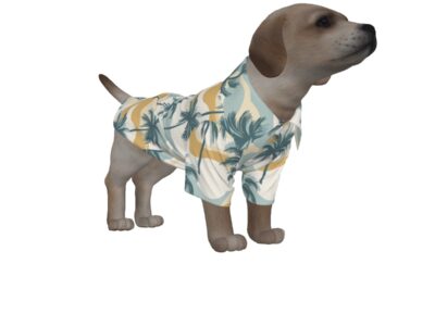 pet hawaiian shirt - pastel palms – sage/gold/sand