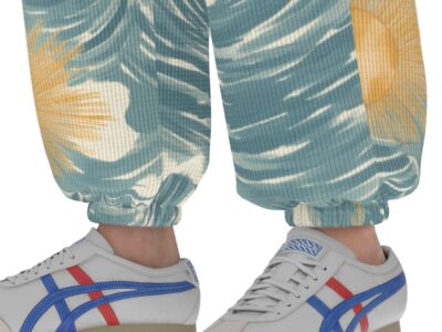 men’s thermal waffle tapered sweatpants - sunsoaked surf pacific teal/golden adobe/seafoam
