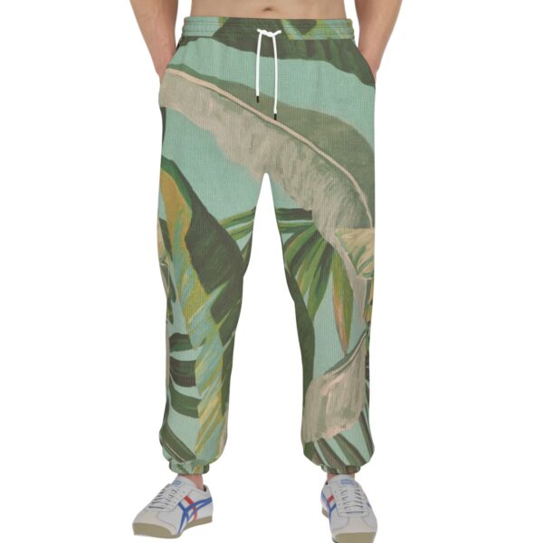men’s thermal waffle tapered sweatpants - side door banana leaf/seafoam/palm shadow