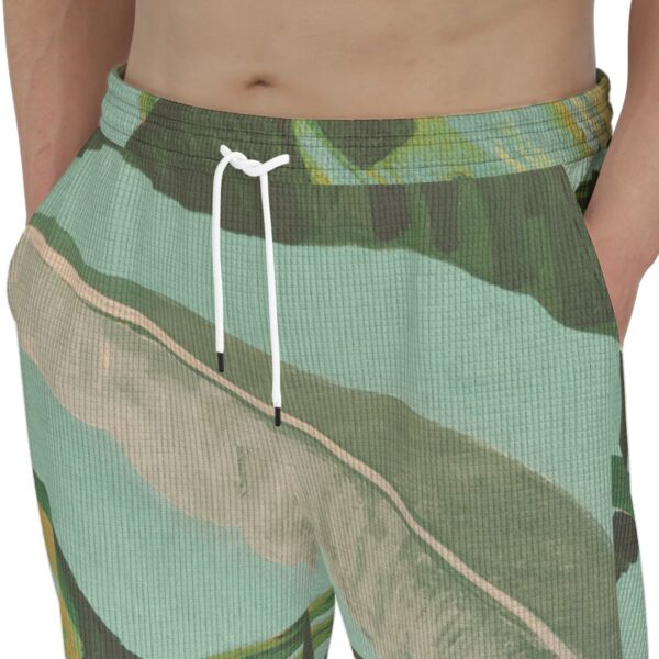 men’s thermal waffle tapered sweatpants - side door banana leaf/seafoam/palm shadow - Image 5