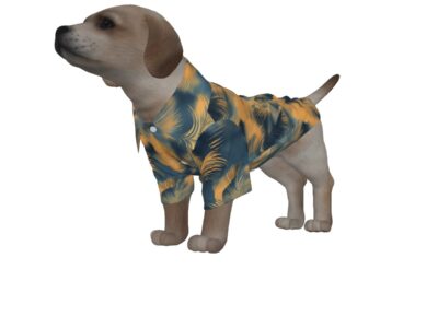pet hawaiian shirt - golden tide coastal teal/golden haze/indigo ink