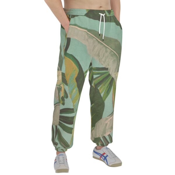 men’s thermal waffle tapered sweatpants - side door banana leaf/seafoam/palm shadow - Image 3