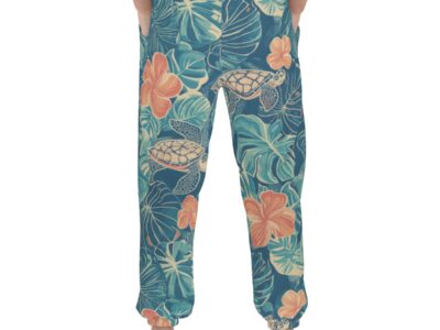 men’s thermal waffle tapered sweatpants - rarotonga turtle reef lagoon teal/coral/sand