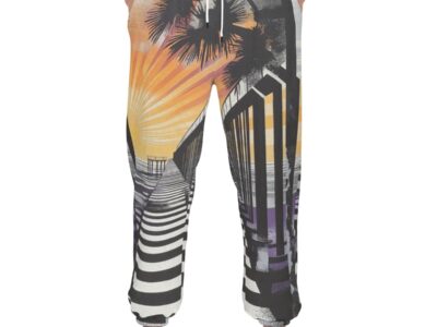 men’s thermal waffle tapered sweatpants - south bay black/silver/purple/yellow