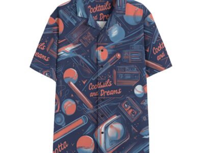 men's hawaiian shirt - queens dreams blue/orange