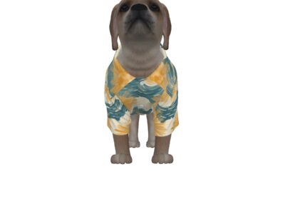 pet hawaiian shirt - sunsoaked waves pacific teal/golden adobe/seafoam